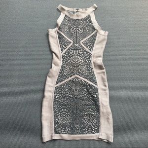 BEBE Bodycon Bandage Dress in Siberian Storm